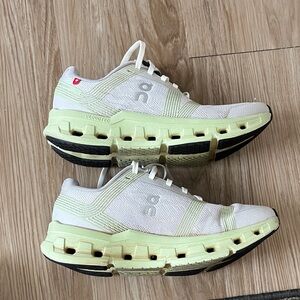 On Cloudrunning Shoes in White and Pale Green